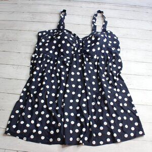 Evans Women's Swim Dress Plus Size 26 26W Navy Blue White One Piece
